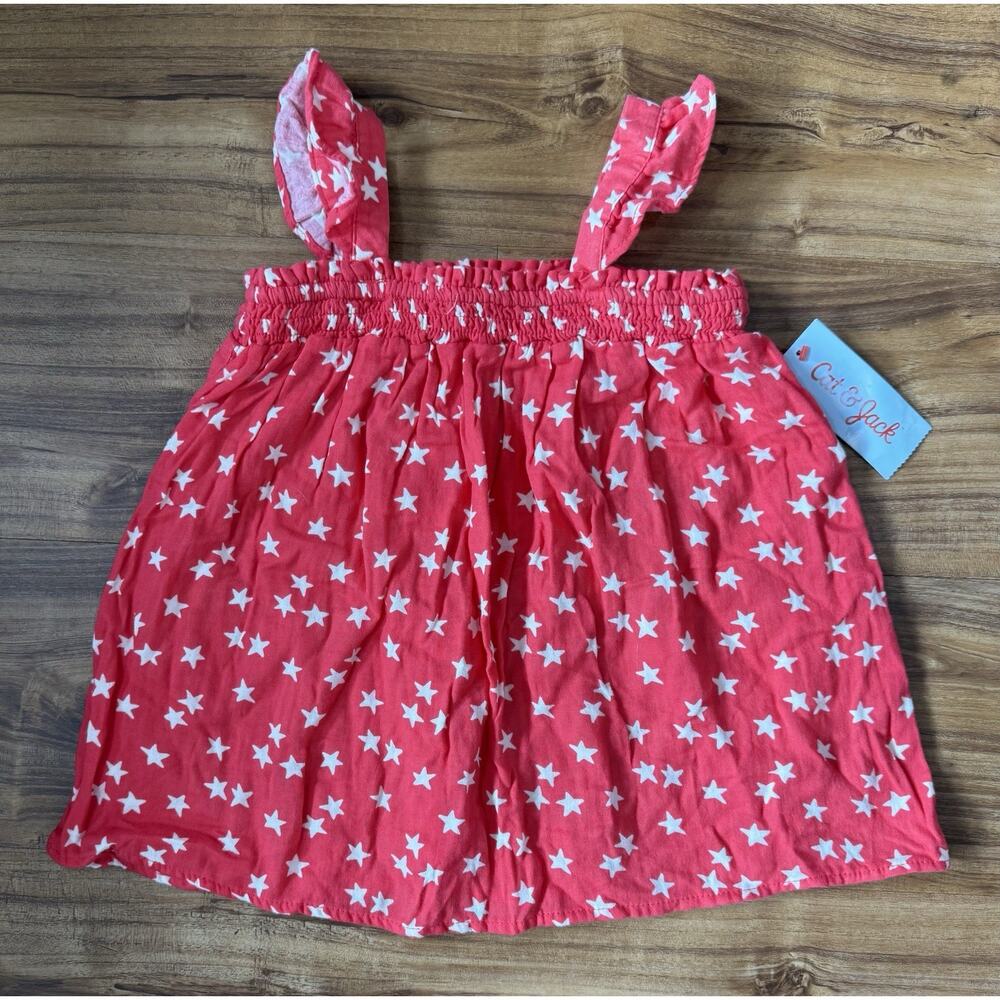 Cat‎ & Jack Girls’s Red And White Stars Tank Top Sleeveless Shirt Size M 8 NWT